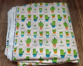Cactus by Emma Mila - Camelot Fabrics - Cat Cactus - Quilting Cotton Fabric