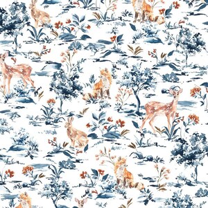 Into The Wild by Rose Jocham - Dashwood Studios - Woodland Watercolor - Deer, Rabbit and Fox Quilting Cotton