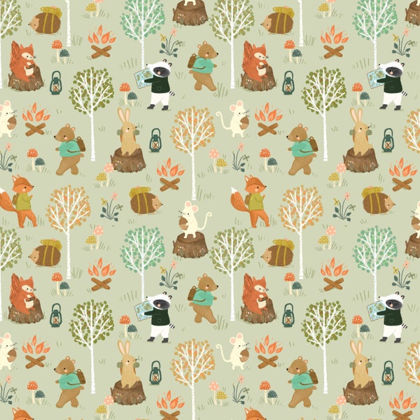 Cedar Camp by Ramble and Bramble - Dashwood Studios - Forest Animal Friends - Forest Camping Themed Quilting Cotton Fabric