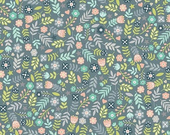 Baby Safari Animal Themed Quilting Cotton by Makower UK - Floral Print