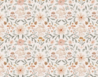 Willow by Clara Jean - Dear Stella Fabrics - Hibernating Bunny - Woodland Animal Themed Quilting Cotton Fabric