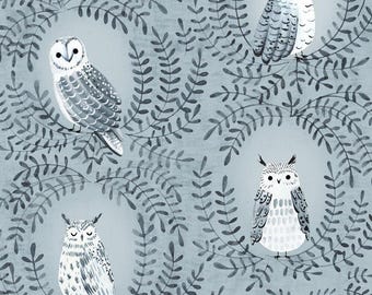 Nightfall by Sarah Knight - Dashwood Studios - Owls - Woodland and Floral Quilting Cotton