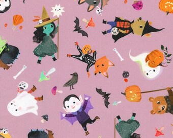 Pumpkin Pals by Kathryn Selbert for Robert Kaufman Quilting Cotton Fabric - Pumpkin Pals in Eerie - Halloween Fabric