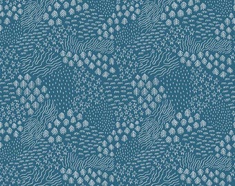 Twilight Creatures Winter Forest Themed Quilting Cotton by Riley Blake - Scenery in Blue