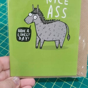 Drôle de carte d’amour Valentine avec âne « Nice Ass » par Katie Abey