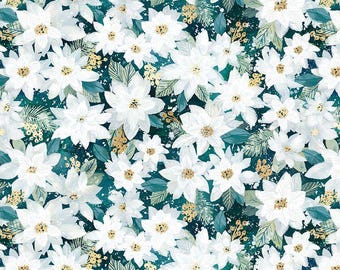 Multi Poinsettias - Dear Stella - Sweater Weather - Christmas Holiday Themed Quilting Cotton Fabric