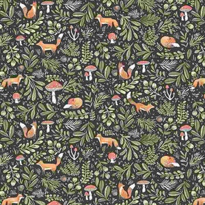 Wood You be Mine - Dear Stella in Foxes and Mushrooms - Christmas  Cotton Fabric