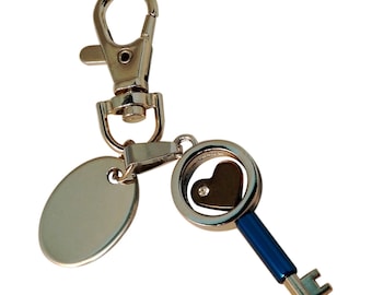 personalised keyring with gift pouch Circle heart custom engraved PL524
