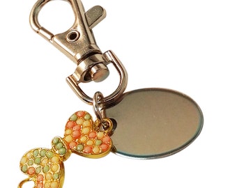 engraved personalised with velvet gift pouch PL10 Purple ribbon keyring