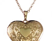 ladies engraved personalised 18k gold plated heart locket necklace gift box v5