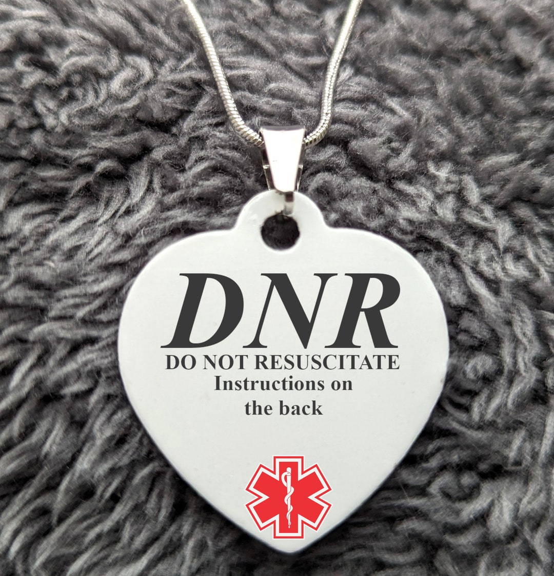 DNR Do Not Resuscitate Heart Medical Alert Symbol Necklace Etsy
