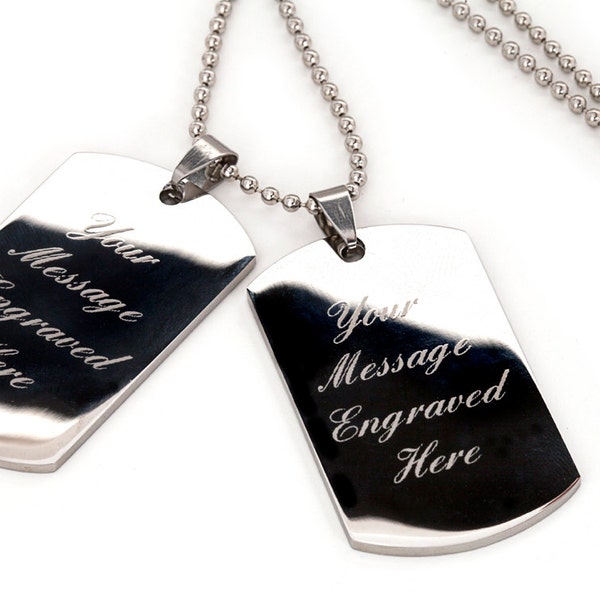 Personalised  ENGRAVED men's double dog tags text engraving ideal gift DT2