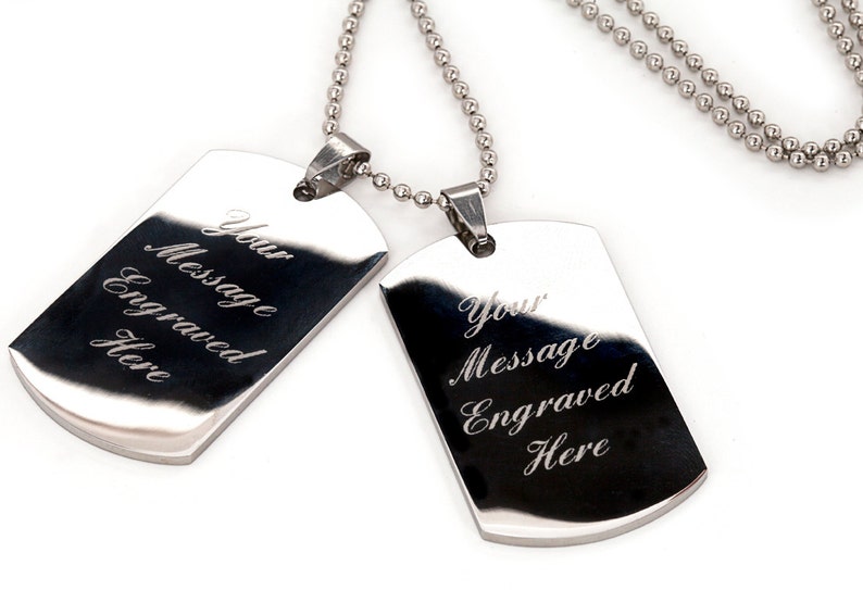 Personalised / ENGRAVED Men's Double Dog Tags Text Etsy UK