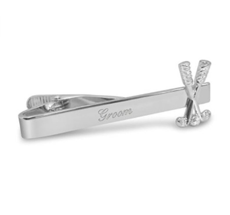 ref A16 Groom Custom engraved personalised tie clip bar in gift pouch