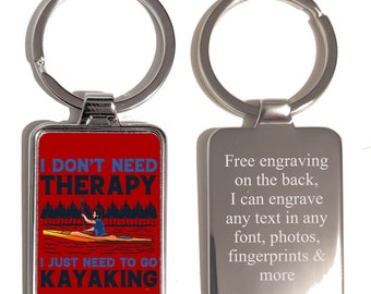 Crazy in Kayaking personalised engraved keyring in gift pouch