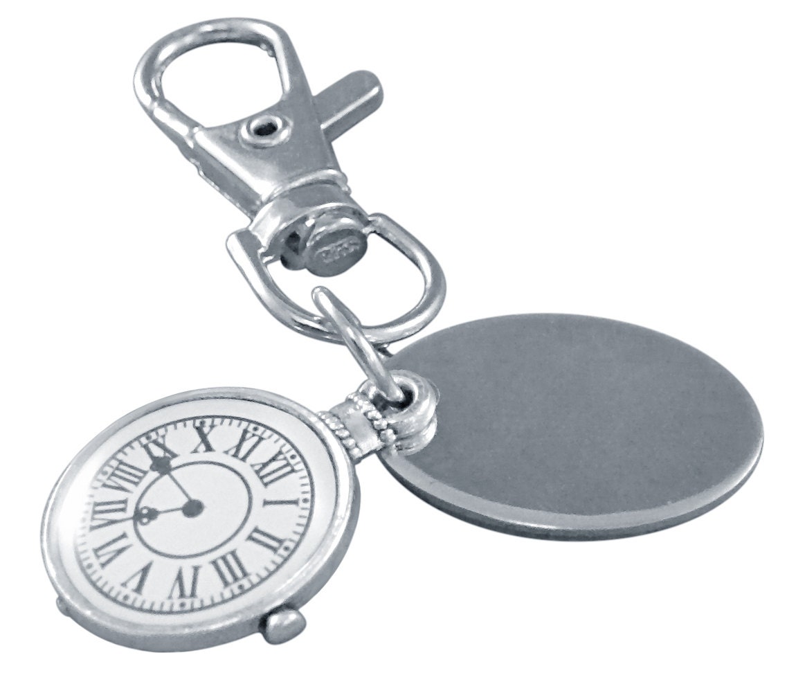 Personalised / engraved clock face keyring keychain in gift Etsy