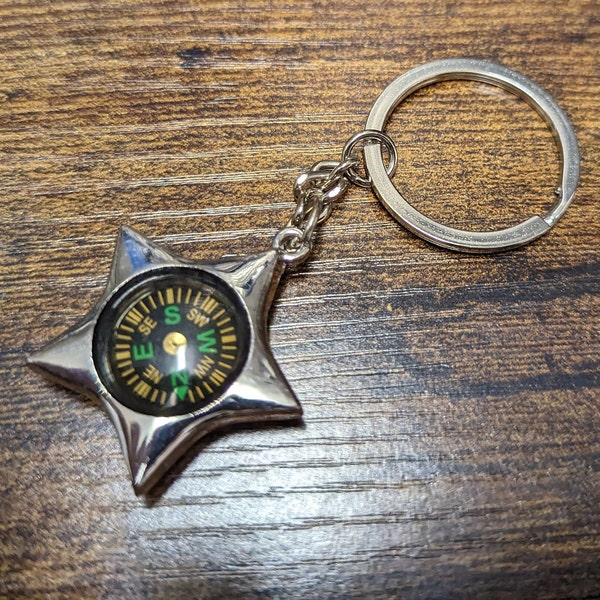 Engraved Compass Keychain Etsy