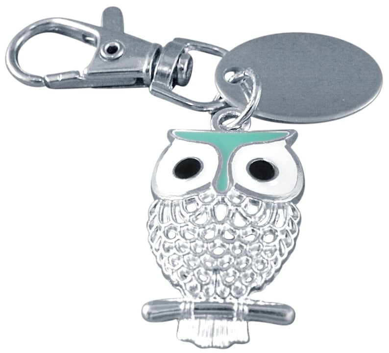 PL17 Ladies custom engraved personalised owl keyring with velvet gift pouch