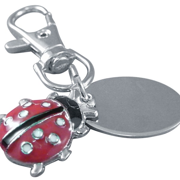 Porte-clés gravé coccinelle pour femme avec pochette cadeau PL33