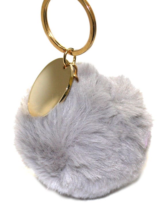 Grey pom pom keyring store