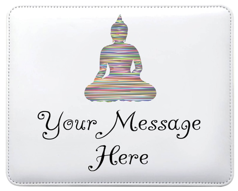 Custom sitting buddha ladies mouse mat personalised with any text and gift message \u2013 ref mo3-1