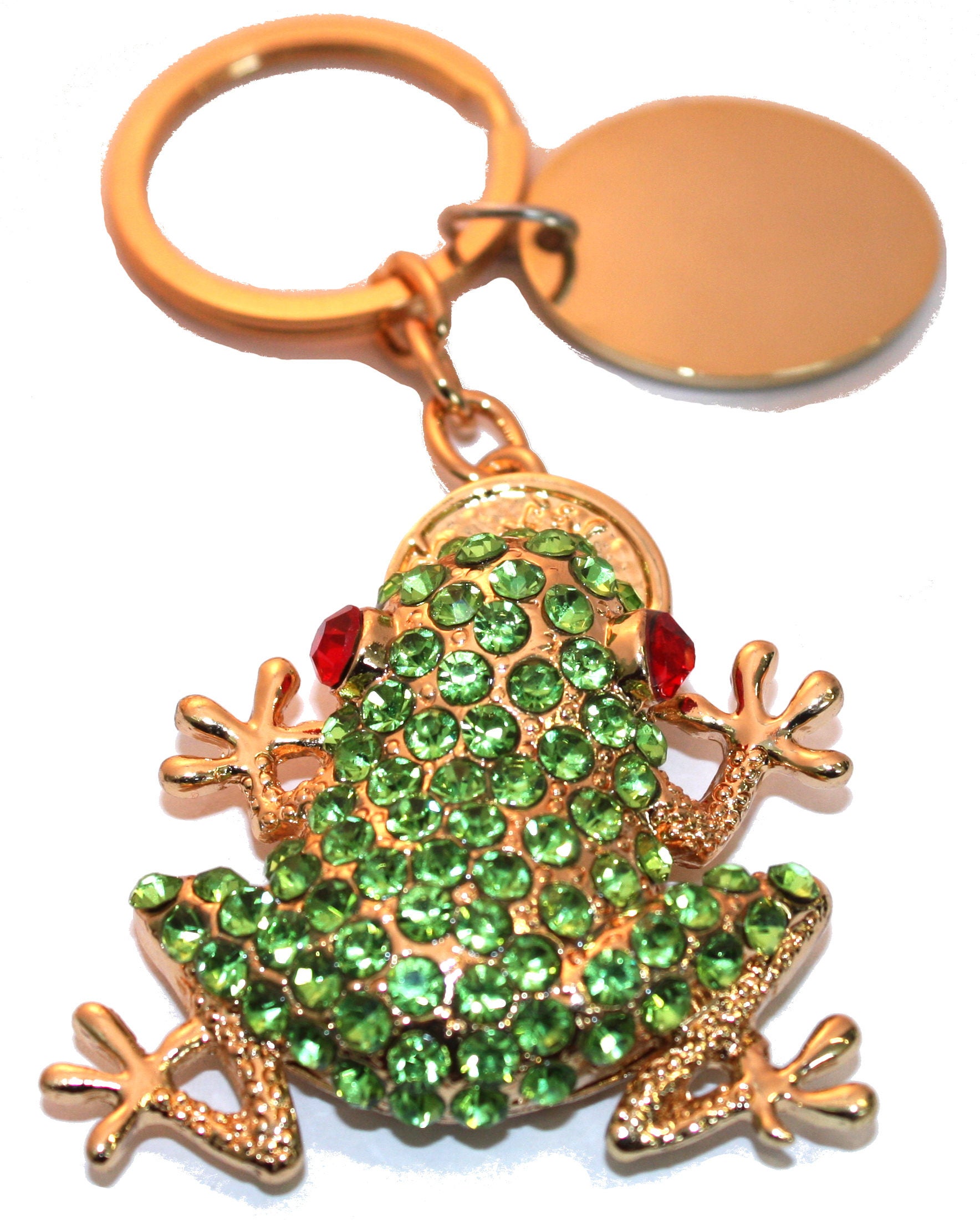 Personalised Green Frog Keyring / Handbag Charm With Crystals Etsy UK