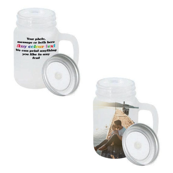 1 x Custom Frosted glass Mason Jar with straw personalised Etsy