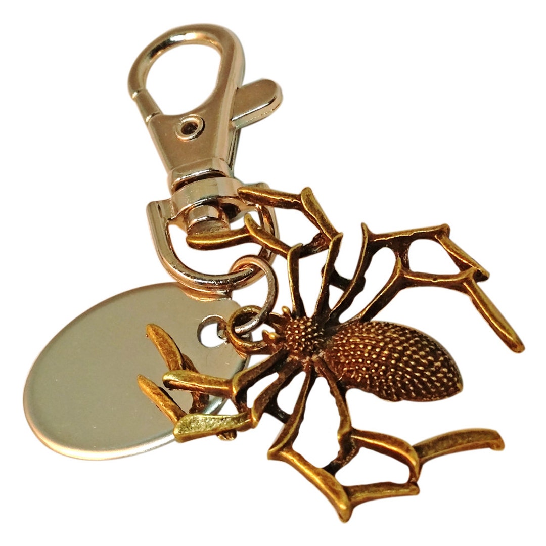 Gold Spider Keyring Custom Engraved Personalised in Velvet - Etsy