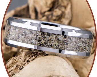 6 of 8 mm breed - crematiering - wolfraamcarbide - zichtbaar - huisdieras - ring gedenkas - sieraden urn - RB140