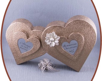 Urna conmemorativa Mini Duo para cenizas con diseño de corazones y flores, disponible en diferentes colores (HMP602DUO).