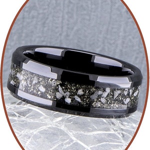 8mm - Cremation Ring - Ceramic Zirconium - Visible - Pet Ashes - Pyrite - Cremation Ring - Cremation Jewelry - RR002