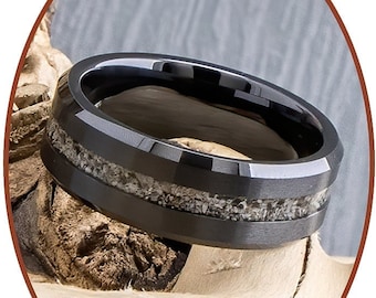 Cremation Ashes Ring - Ceramic Zirconium 6 and 8mm wide - Visible - Pet Memorial - Men's Cremation Ring - Cremation Jewelry - RB048B