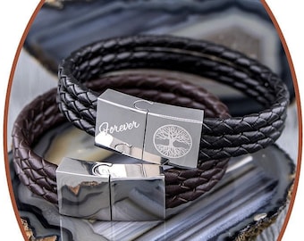 Bracciale Urna Per Ceneri Uomo In Acciaio Inox E Pelle | Gioiello Cremazione Infinity Con Vite E Imbuto | Ricordo Commemorativo Per Ceneri Di Animali O Umani
