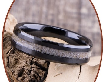 Anillo para cenizas de cremación - Cerámica de circonio de 6 mm de ancho - Visible - Memorial para mascotas - Anillo de cremación - Joyería de cremación - RB048BD