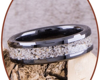 Anillo de cenizas de 6 mm - Cerámica de circonio - Cenizas de mascotas - Joyas de cremación - Anillo de cremación - RB145