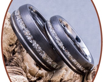 Anillo para cenizas de cremación - Carburo de tungsteno - Negro - Cenizas de mascotas - Joyería de cremación - 6 u 8 mm de ancho - WR017DH