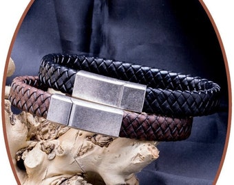 Joyas conmemorativas - Pulsera para cenizas - Acero inoxidable - Vintage - Cuero - Pulsera de cremación - ASB024L