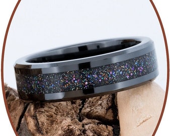 Anillo de cenizas de 6 mm - Cerámica de circonio - Cenizas de mascotas - Joyas de cremación - Anillo de cenizas de cremación - Heaven's Light - RB145HL