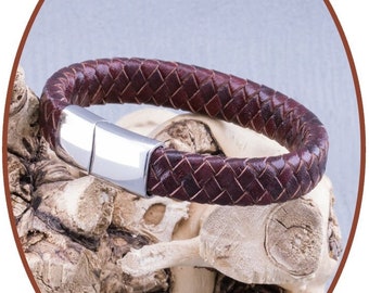 Joyería Conmemorativa - Pulsera de Cenizas - Acero Inoxidable - Corazón - Pequeño 10mm - Cuero - Pulsera de Cremación Única - ASB040