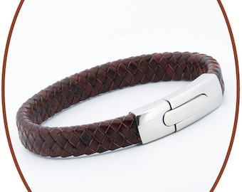 Memorial Ashes Jewelry - Pulsera de Urna de Cenizas - Acero Inoxidable - Cuero Trenzado Vintage - Hombres - Pulsera de Urna de Cremación - VAS004E