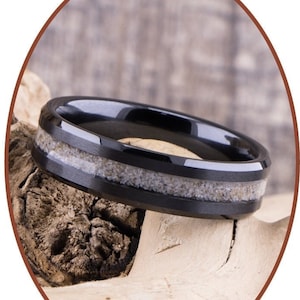 Ring as voor crematie - keramiek zirkonium 6 mm breed - zichtbaar - huisdiergedenkteken - crematiering - crematiesieraden - RB048BD