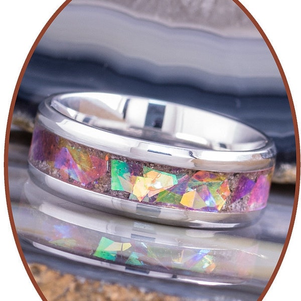 Cremation Ashes Ring - Personalized Jewelry - Pet Keepsake - Colorful - Cremation Jewelry - Ring 6 or 8mm width - JCRA041