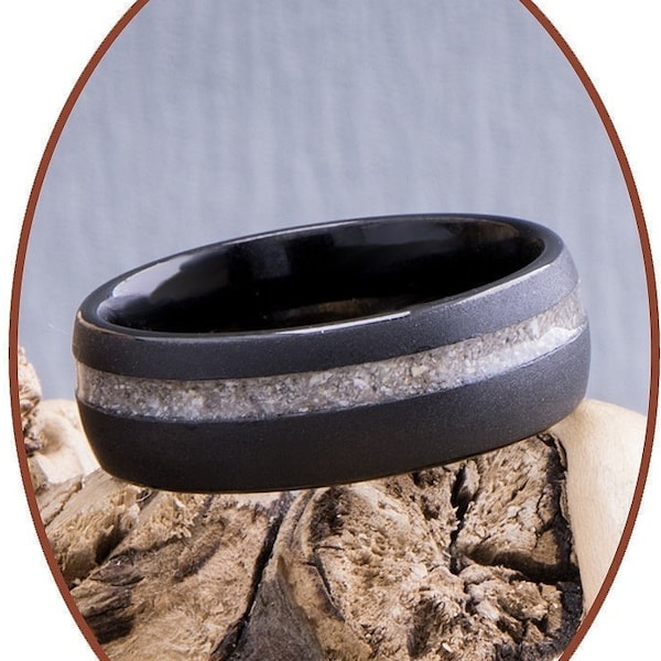 8mm - Cremation Ashes Ring - Tungsten Carbide black - Visible - Pet Memorial - Men's Cremation Ash Ring -  Memorial Jewelry - RB048Q