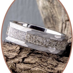 8 mm - Crematiering - Tungsten Carbide gehamerd - Zichtbaar - As huisdier - Asherdenkingsring heren - Sieraden aandenken aandenken - RB142