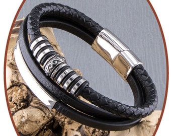 Joyería conmemorativa - Pulsera para cenizas - Acero inoxidable - Cuero - Pulsera de cremación única - ASB038
