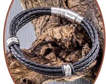 Joyería Conmemorativa - Pulsera de Cenizas - Acero Inoxidable - Cuero - Pulsera de Cremación - ZMA234BB