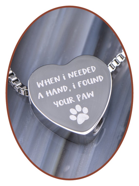 Stainless Steel Pet Ash Cremation Pendant Necklace 'Paw' B304NF