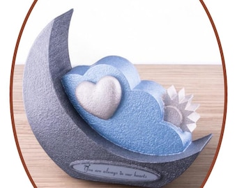 Urna de cremación conmemorativa para bebés en miniatura "Luna, nube y sol" para cenizas HMP645