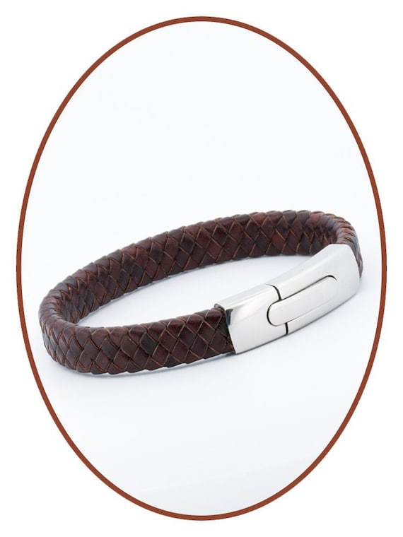 NEHZUS Bracciale in acciaio inox con simbolo dell'infinito per uomo, cinturino in pelle, regalo di compleanno per papà, 21 cm, Acciaio inossidabile, Senza Gemstone
