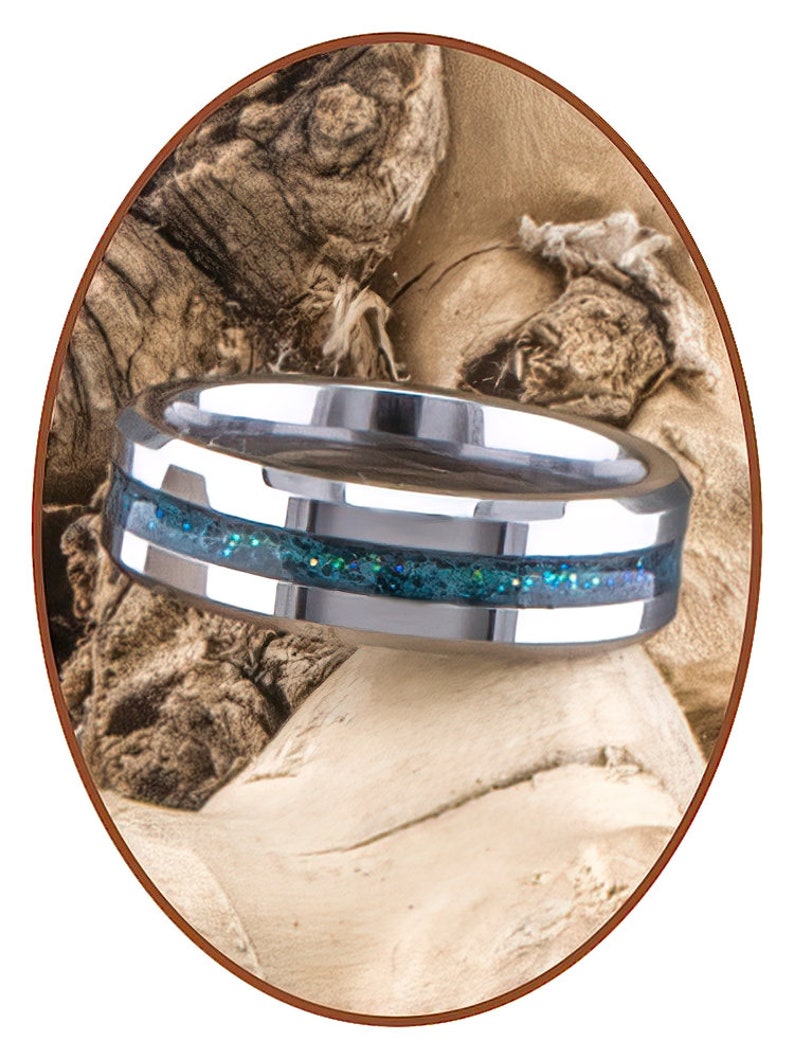 Memorial Ring Tungsten Carbide Cremation Jewelry Gold or Silver Ashes ring Sparkling RB048GZX Pet Ash 6mm
